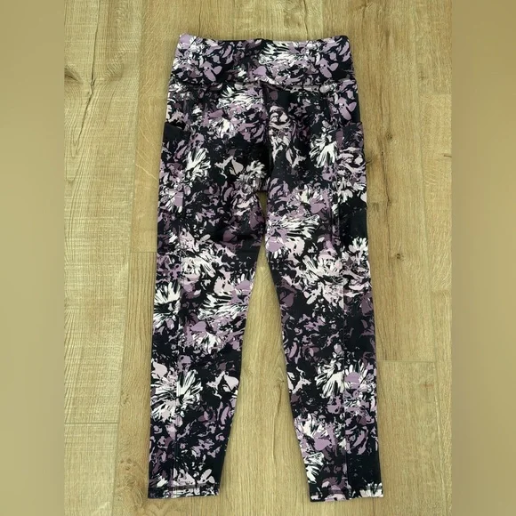 Balance Collection Floral Leggings Purple Black High Rise L - Picture 4 of 5